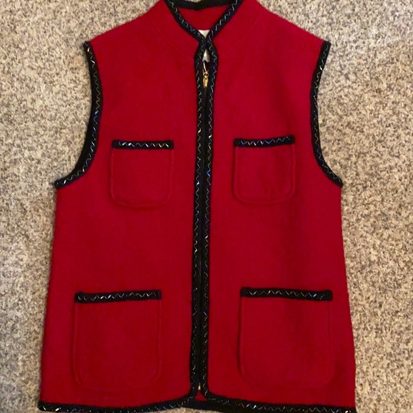Lisa International boiled wool vest with beads - Picture 1 of 3
